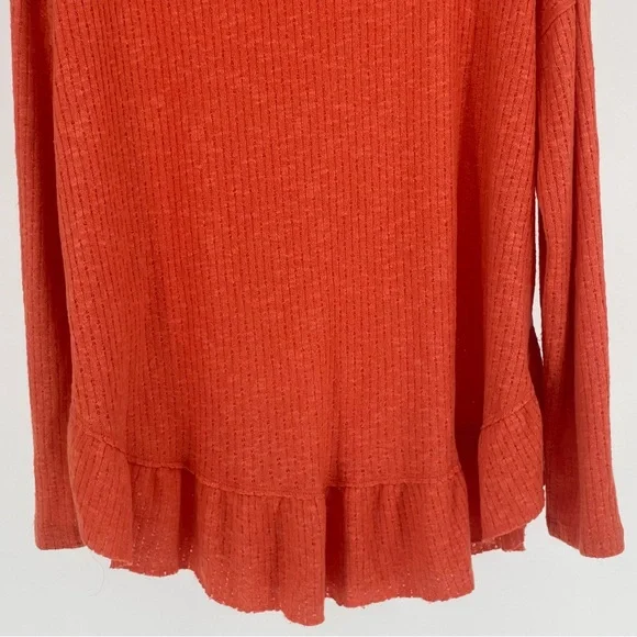 ANTHROPOLOGIE MAEVE ADDIE RUFFLED HEM HACCI LONG SLEEVE COWL NECK TOP ORANGE MED - Picture 9 of 11